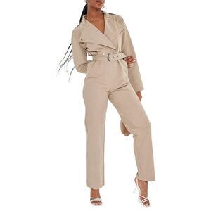 Extro&Vert Womens  Aria Jumpsuit, Tan